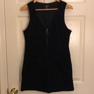 Black corduroy zip up mini